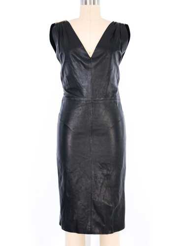 Gianni Versace V Neck Leather Dress