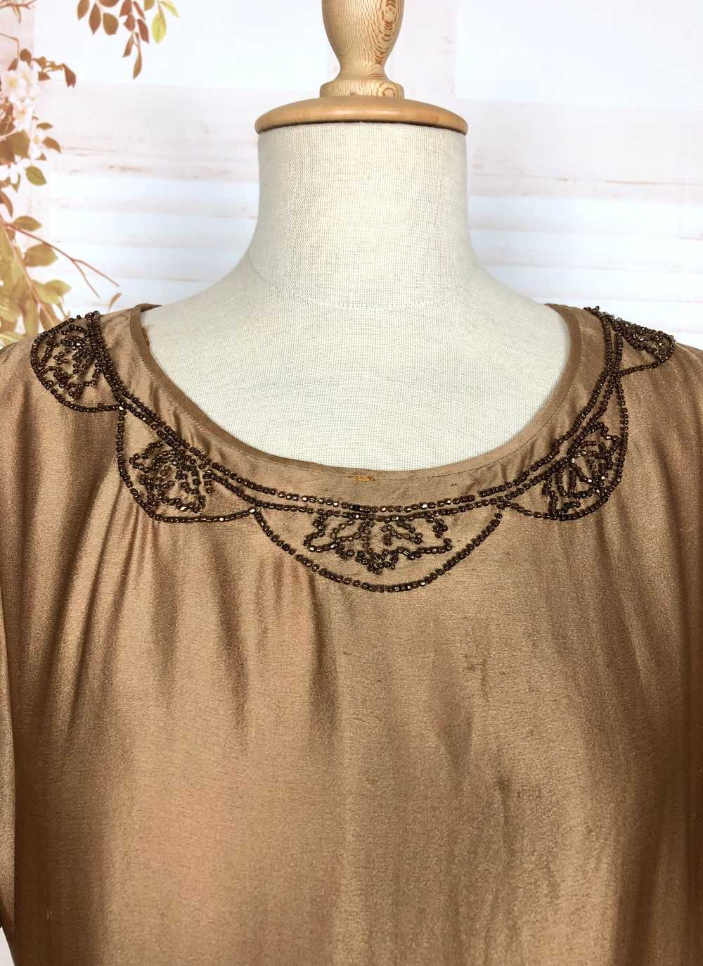 Exquisite Original 1920s Antique Copper Silk Sati… - image 10