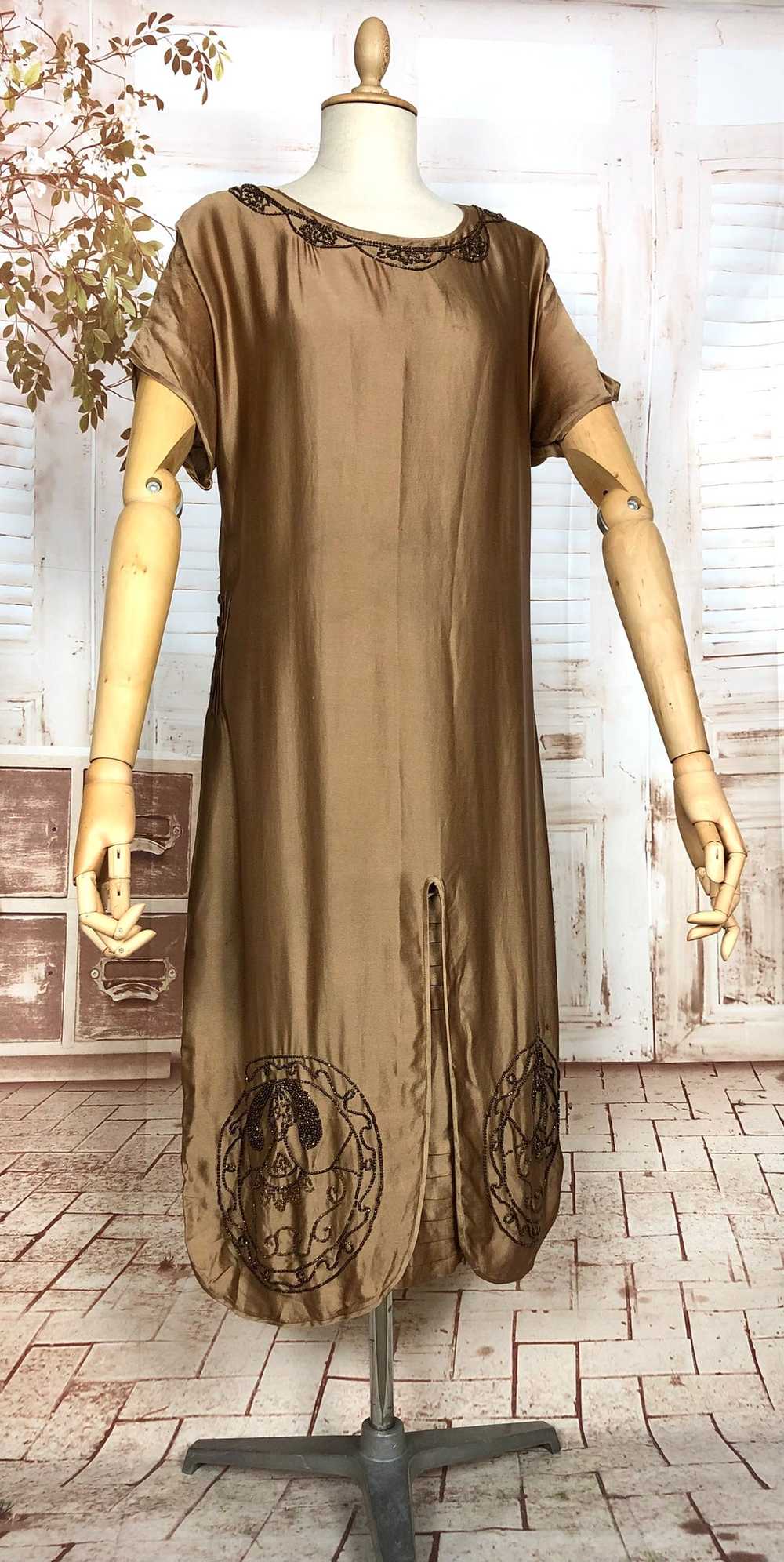 Exquisite Original 1920s Antique Copper Silk Sati… - image 3