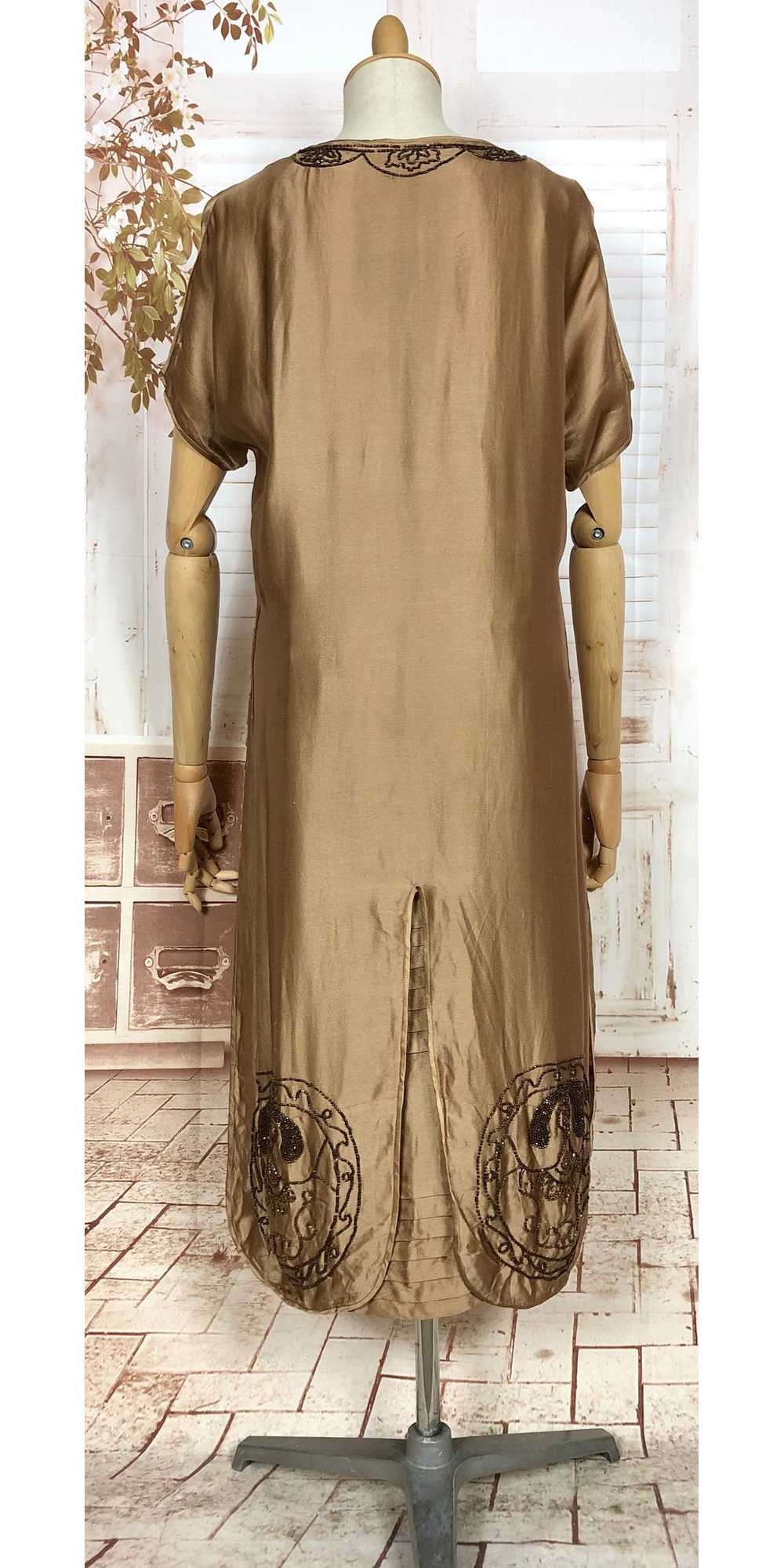 Exquisite Original 1920s Antique Copper Silk Sati… - image 8