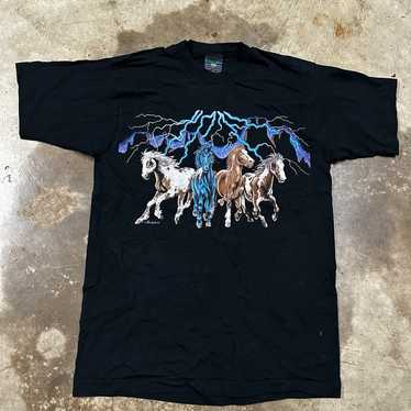 Vintage 90s horses t-shirt - Gem