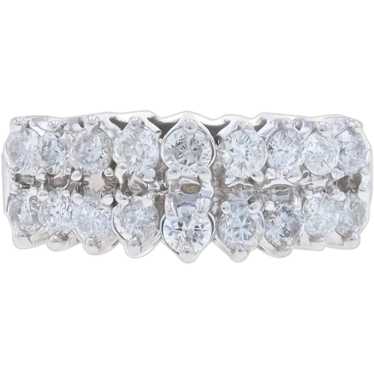 White Gold Diamond Cluster Cocktail Ring - 14k Ro… - image 1