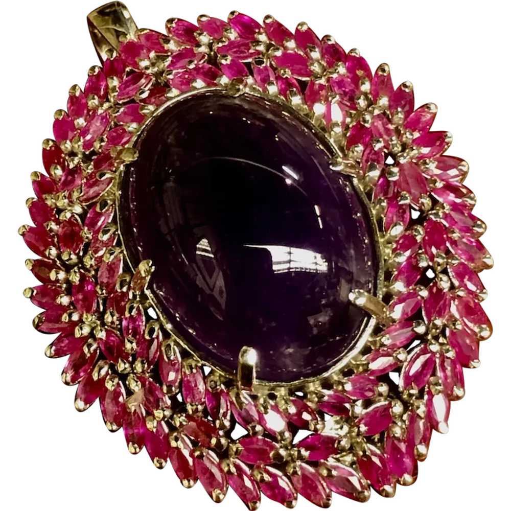 Stunning Natural Ruby Amethyst Sterling Silver Br… - image 1