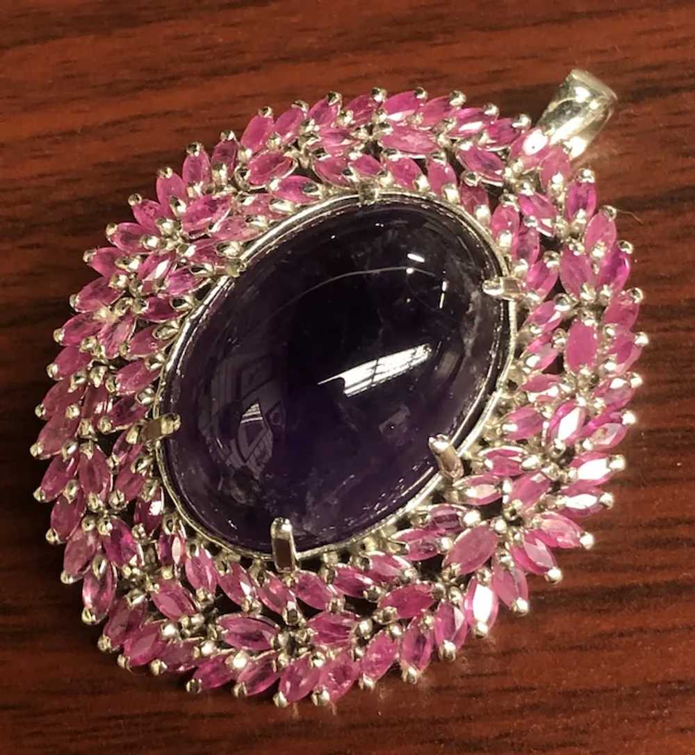 Stunning Natural Ruby Amethyst Sterling Silver Br… - image 2