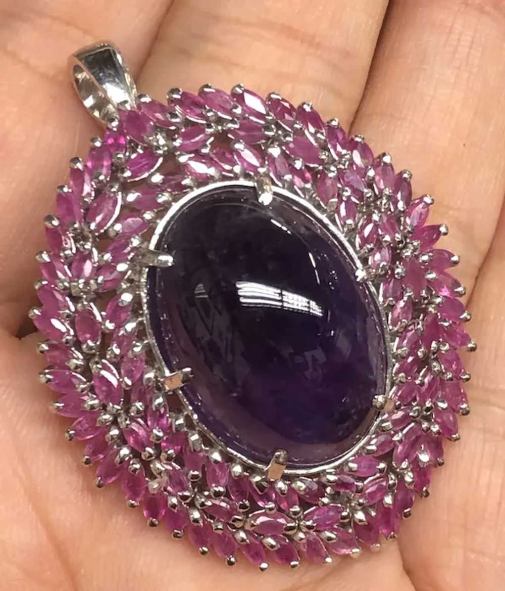 Stunning Natural Ruby Amethyst Sterling Silver Br… - image 3