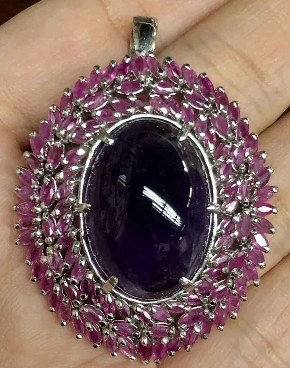 Stunning Natural Ruby Amethyst Sterling Silver Br… - image 4