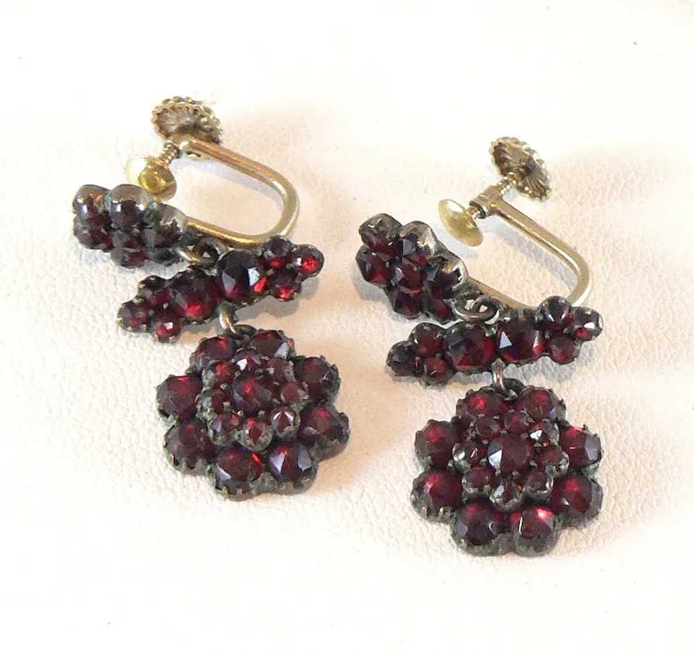 Victorian Bohemian Garnet Drop Earrings - image 2