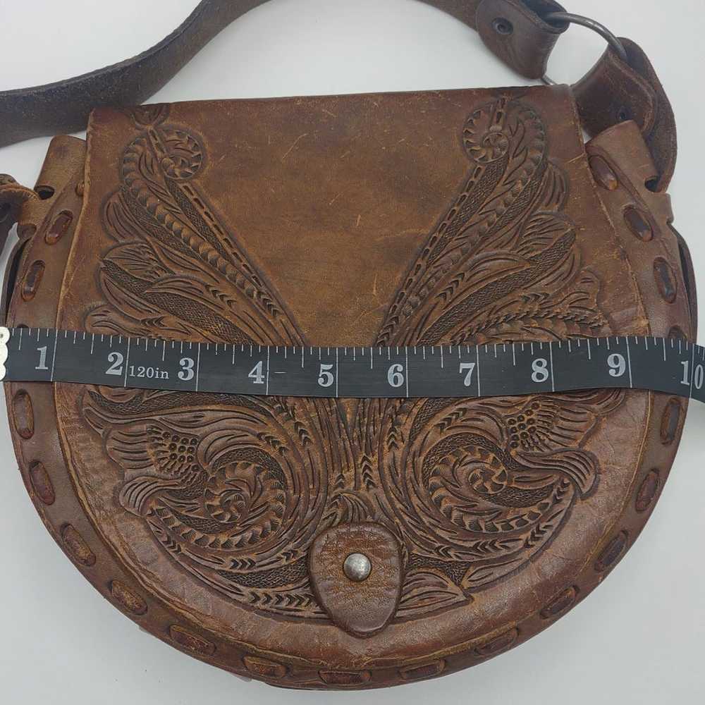 1960s-70s Leather Purse Floral Embossing - image 10