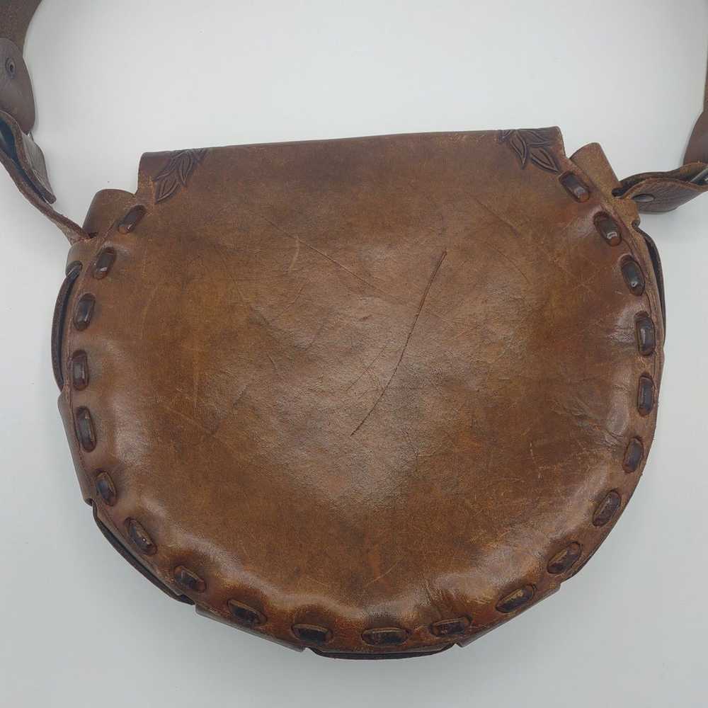 1960s-70s Leather Purse Floral Embossing - image 4