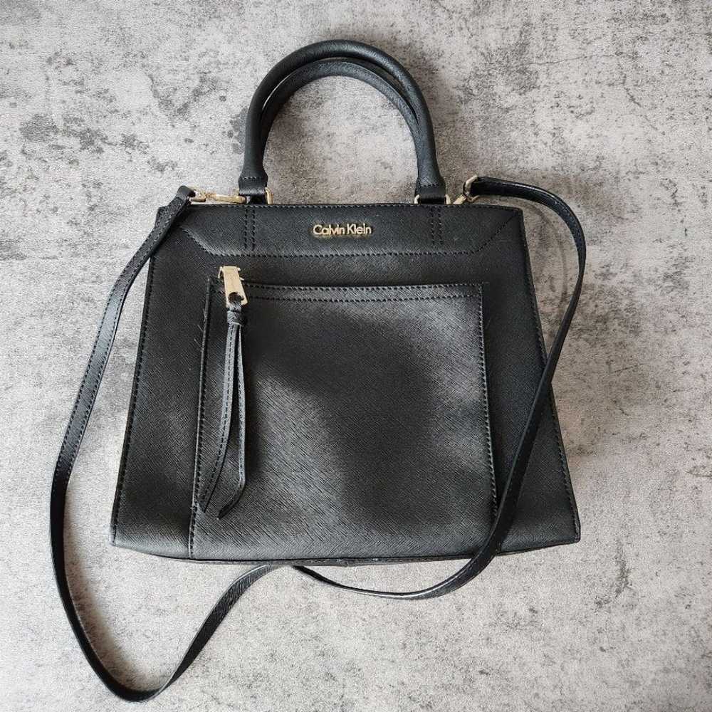 Calvin Klein black Saffiano leather tote shoulder… - image 1