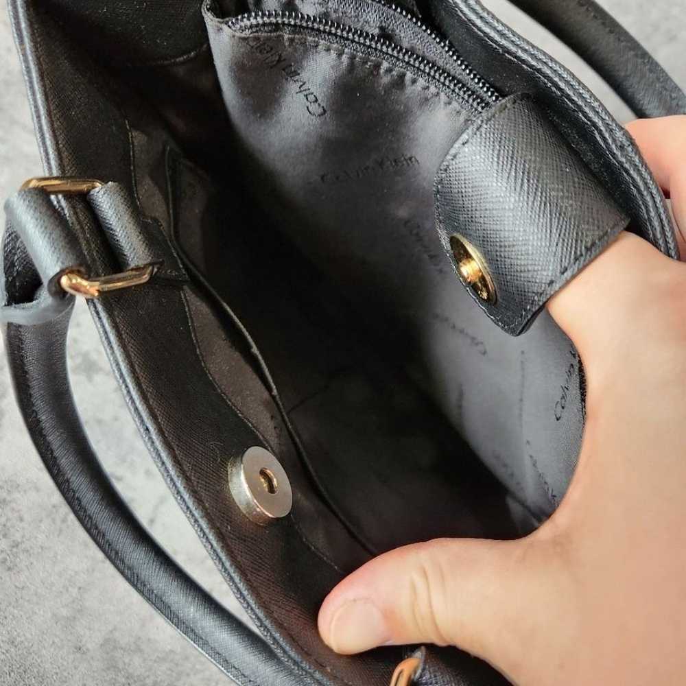 Calvin Klein black Saffiano leather tote shoulder… - image 6