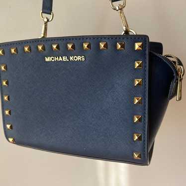 Michael Kors NWT Navy Blue Studded purse - image 1