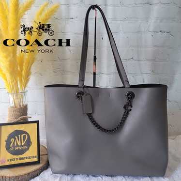 Coach Signature Chain C Tote Leather Grey 78218
