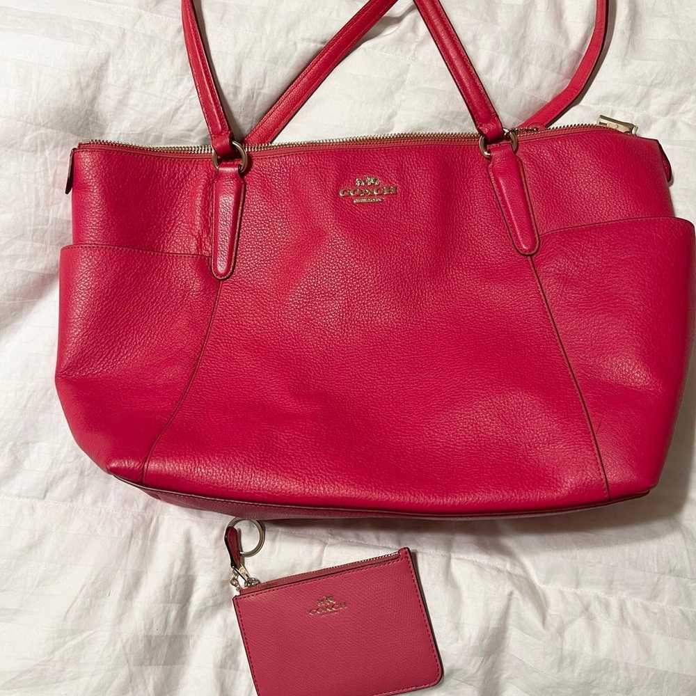 Coach shoulder bag/tote and wallet. pebbled leath… - image 1