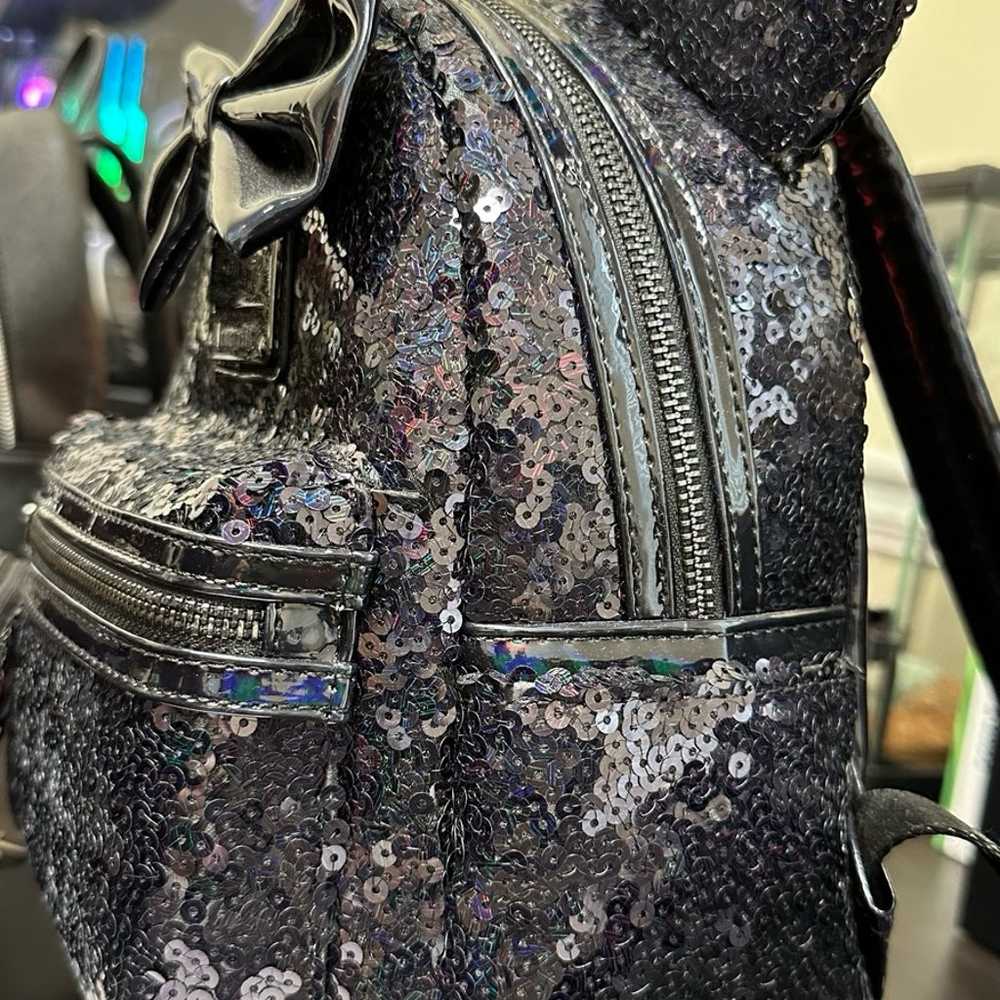 EUC Loungefly black sequin backpack and wallet set - image 2