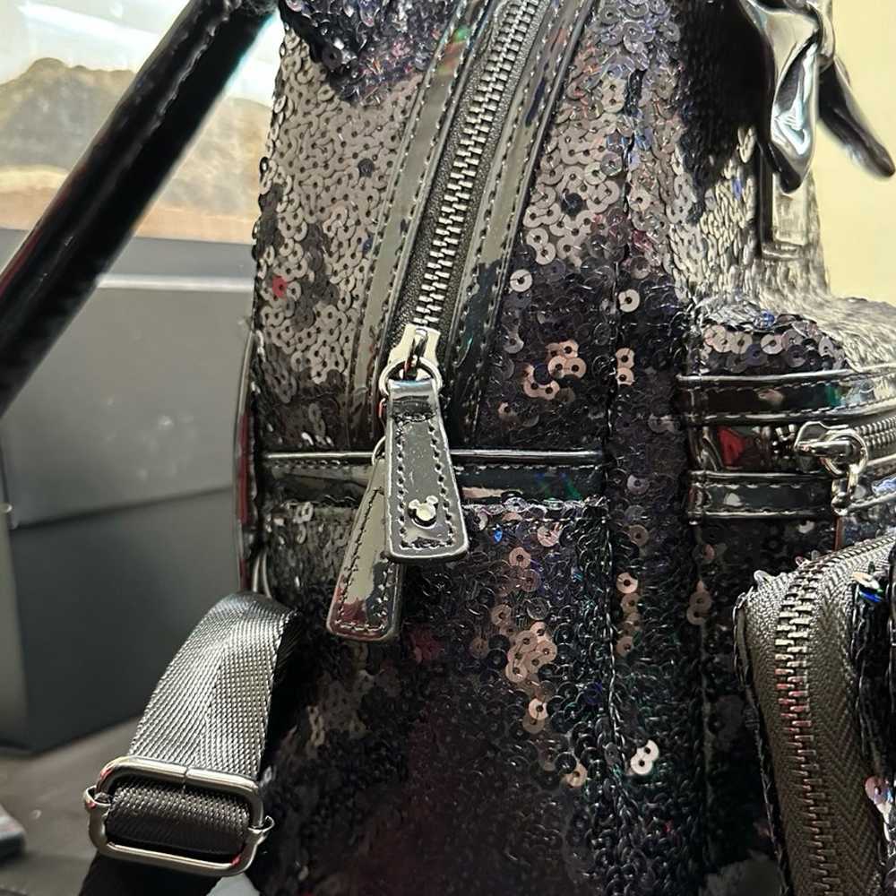 EUC Loungefly black sequin backpack and wallet set - image 3