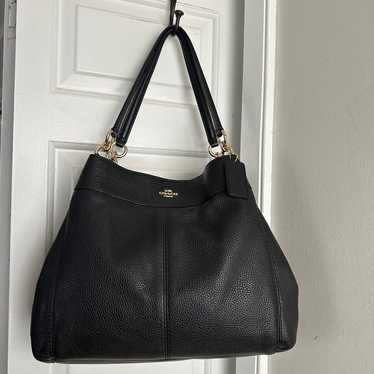 Coach Black Lexy Pebble Leather Tote Bag Purse La… - image 1