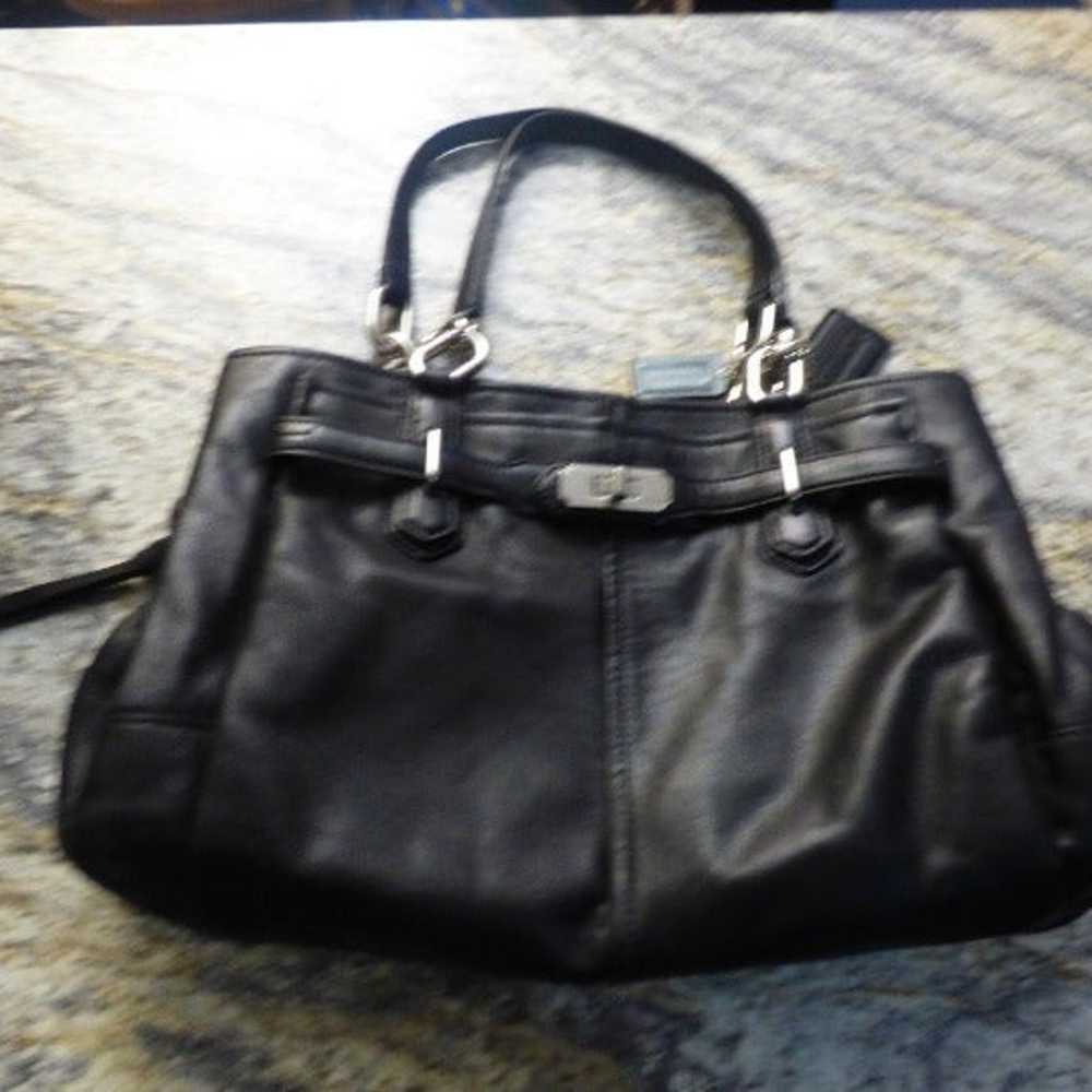 Coach Black Leather Satchel Handbag, New w/o Tags - image 1