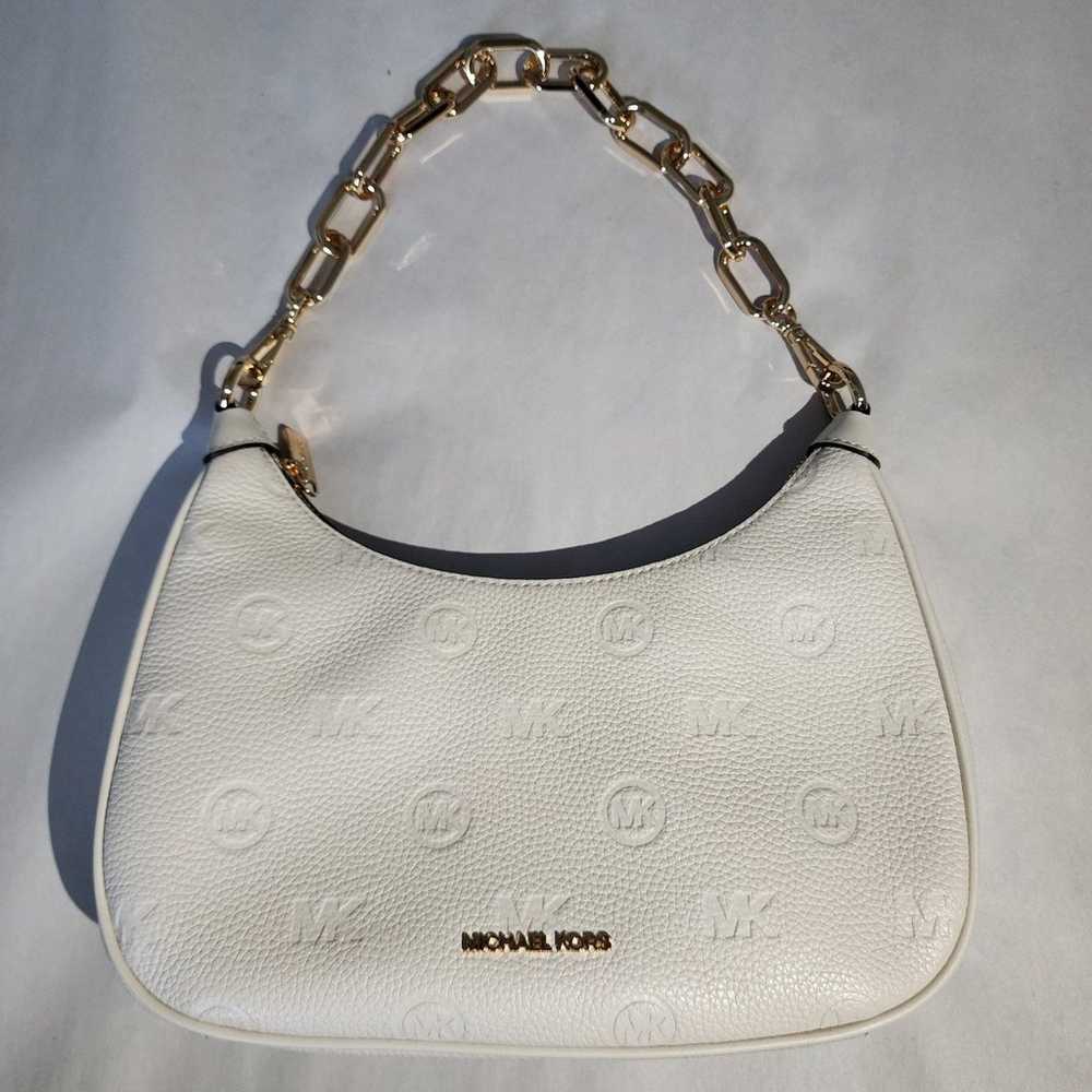 Michael Kors Cora Light Cream Zip Pouchette Leath… - image 1