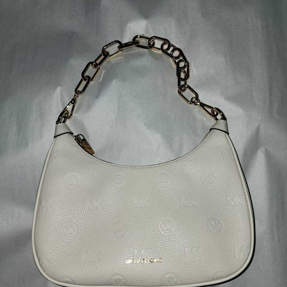 Michael Kors Cora Light Cream Zip Pouchette Leath… - image 2