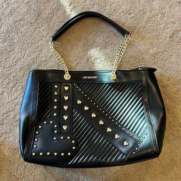 Love Moschino Black Quilted Vegan Leather Shopper 