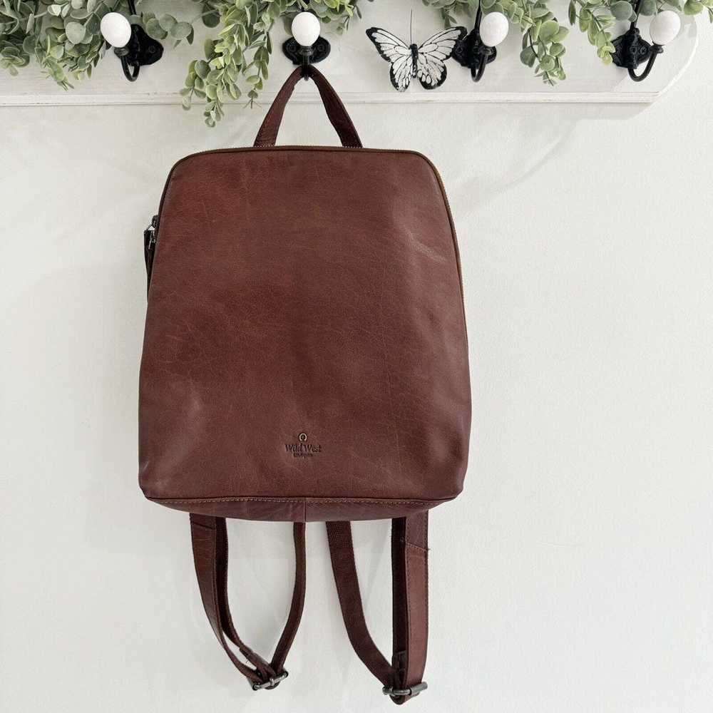 Wild West Leather Backpack Zippered Cognac - image 1