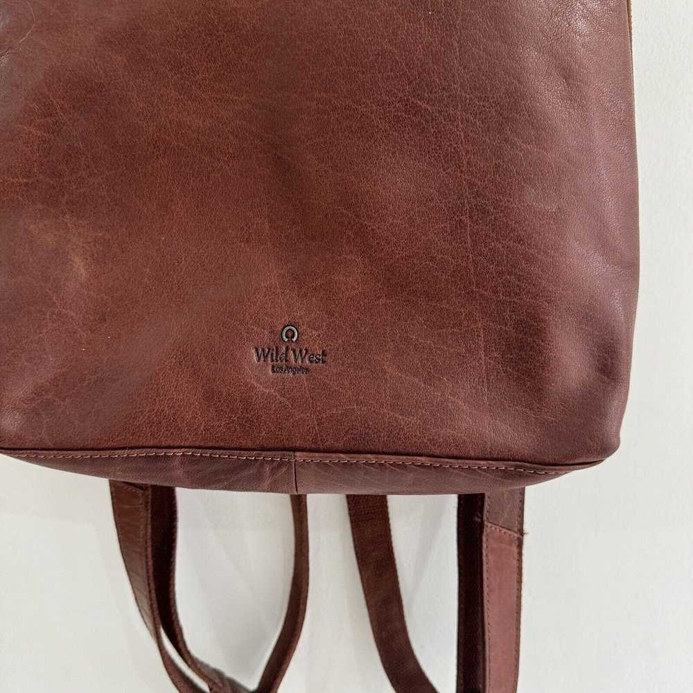 Wild West Leather Backpack Zippered Cognac - image 4