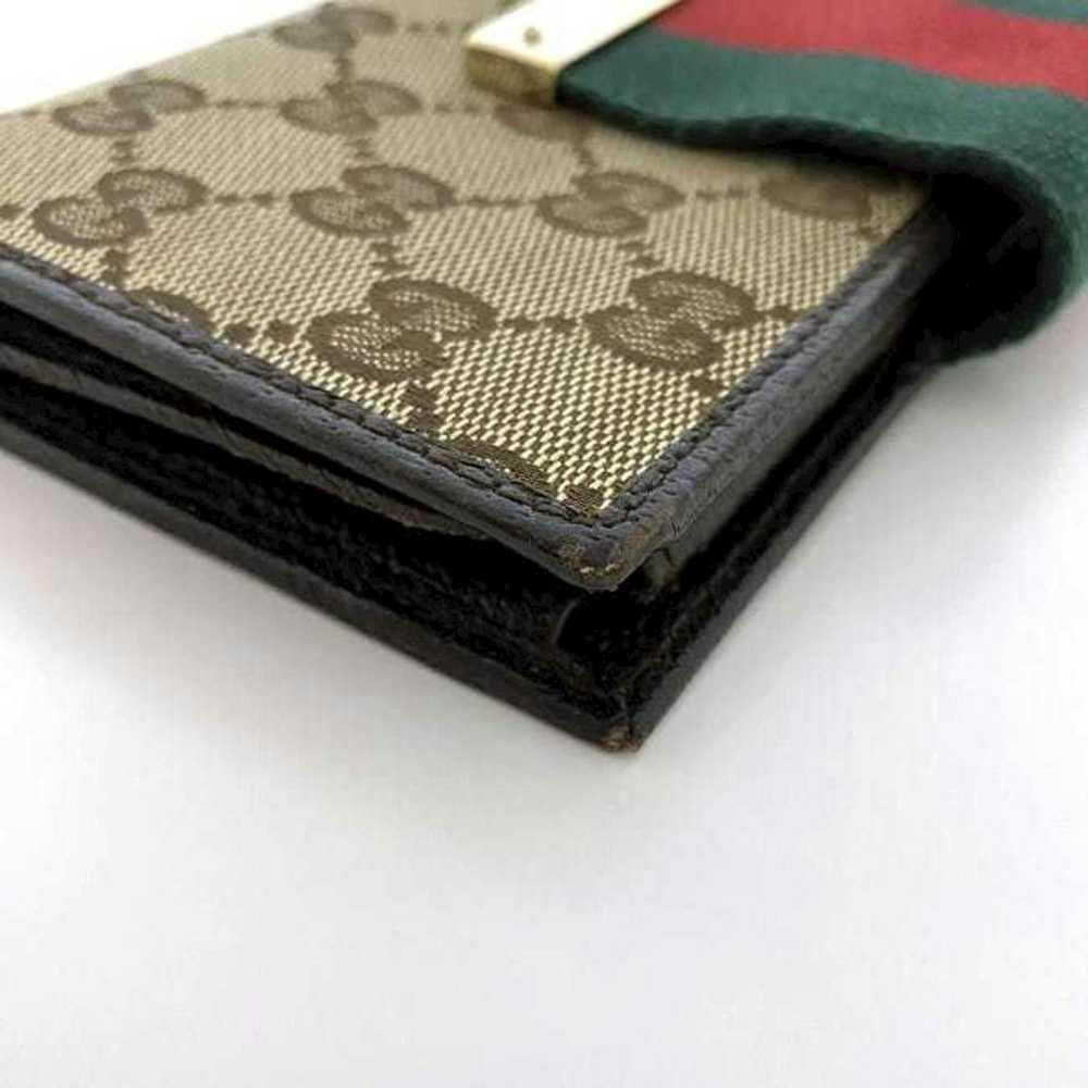 Gucci GUCCI Bifold Long Wallet Beige Brown Webbin… - image 3