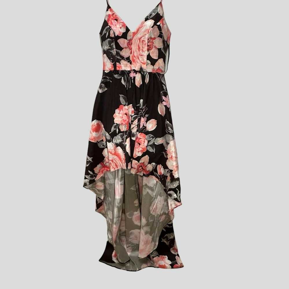 Unbrnd B. Darlin High Low Floral Dress Black/Pink… - image 2