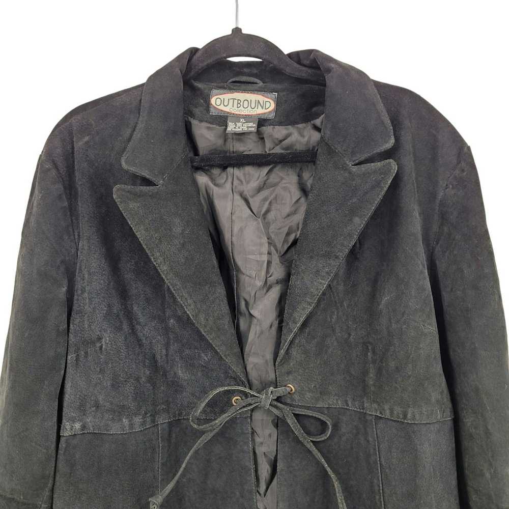 Vintage Vintage 80s Leather Jacket XL Black Suede… - image 4