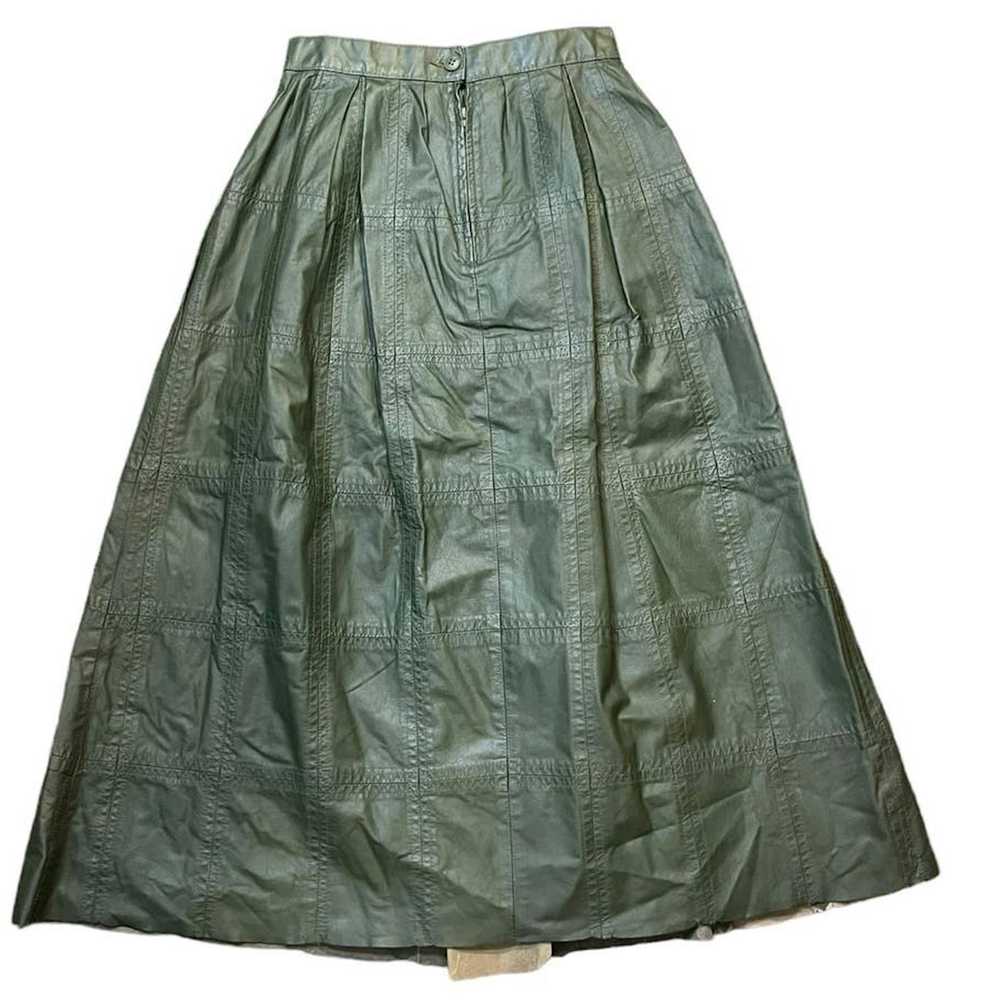 Vintage Patchwork Green leather skirt vintage ful… - image 2