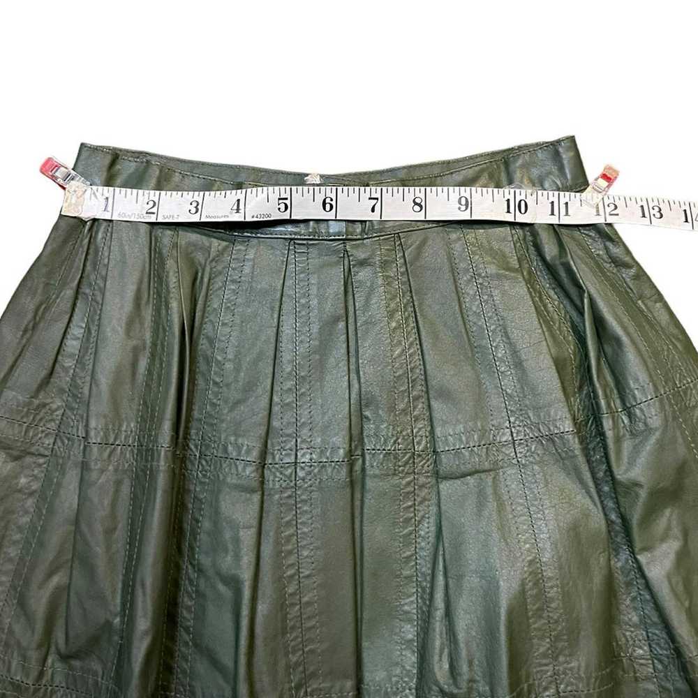Vintage Patchwork Green leather skirt vintage ful… - image 4