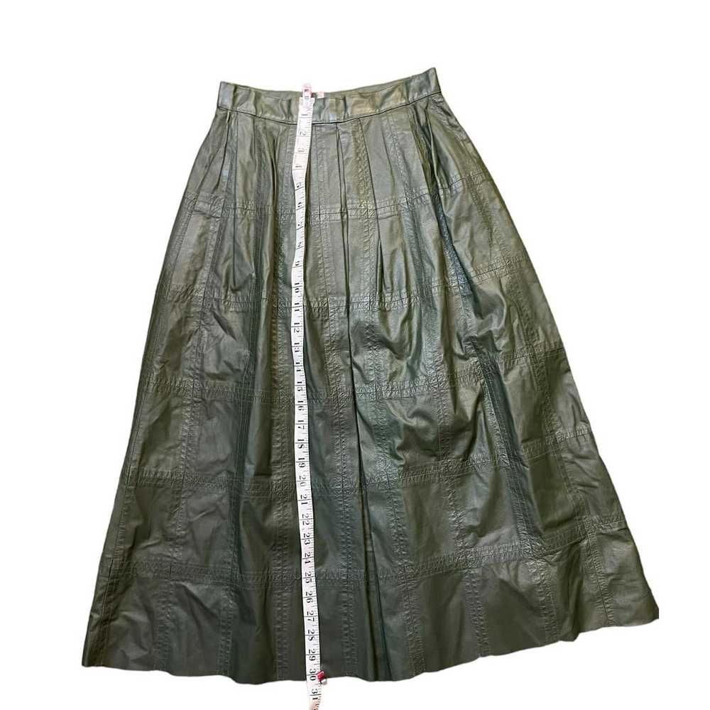 Vintage Patchwork Green leather skirt vintage ful… - image 5