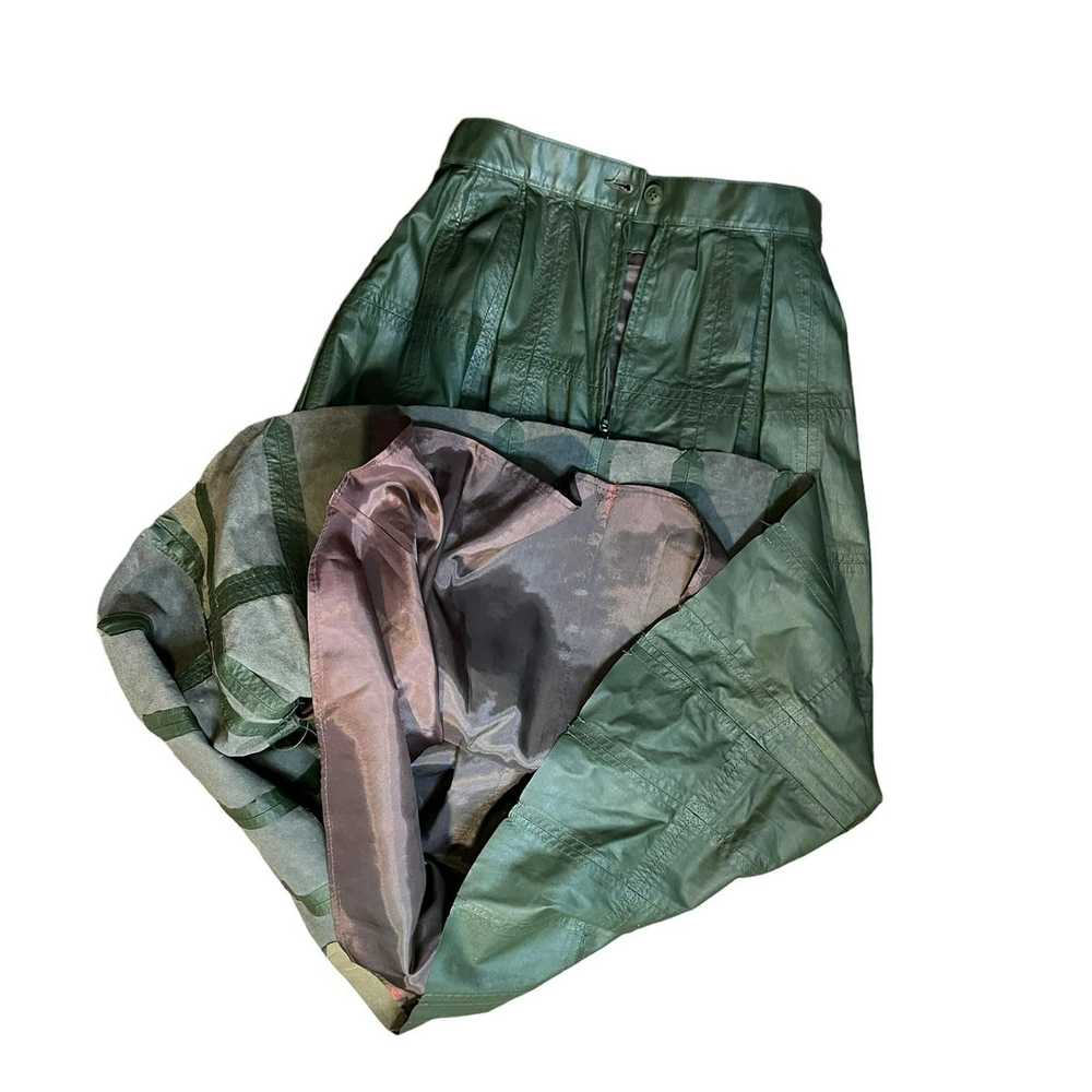 Vintage Patchwork Green leather skirt vintage ful… - image 6