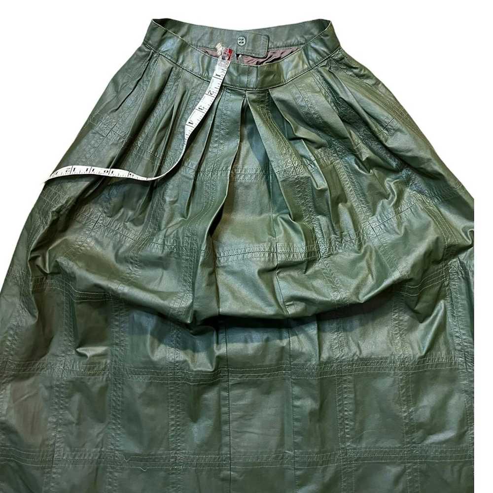 Vintage Patchwork Green leather skirt vintage ful… - image 7