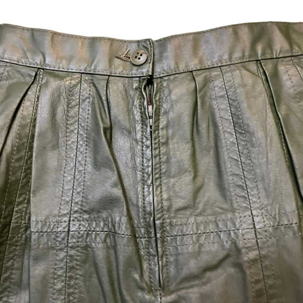 Vintage Patchwork Green leather skirt vintage ful… - image 8