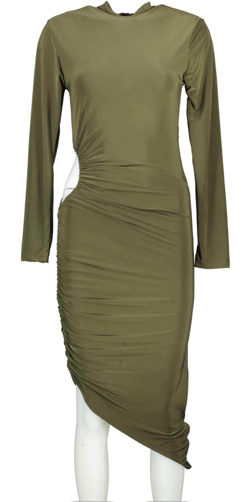 Missguided Khaki Green Slinky Cut Out Long Sleeve… - image 1