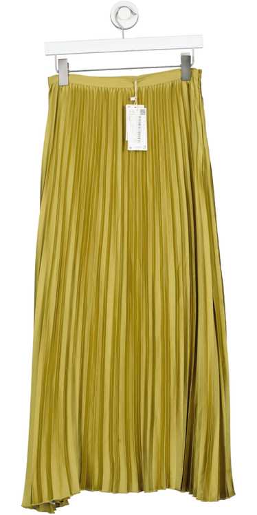 MANGO Green Satin Pleated Skirt UK S