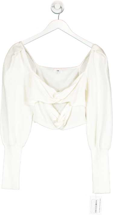 LPA Cream Knot Cut Out Crop Top, With Puff Long Sl