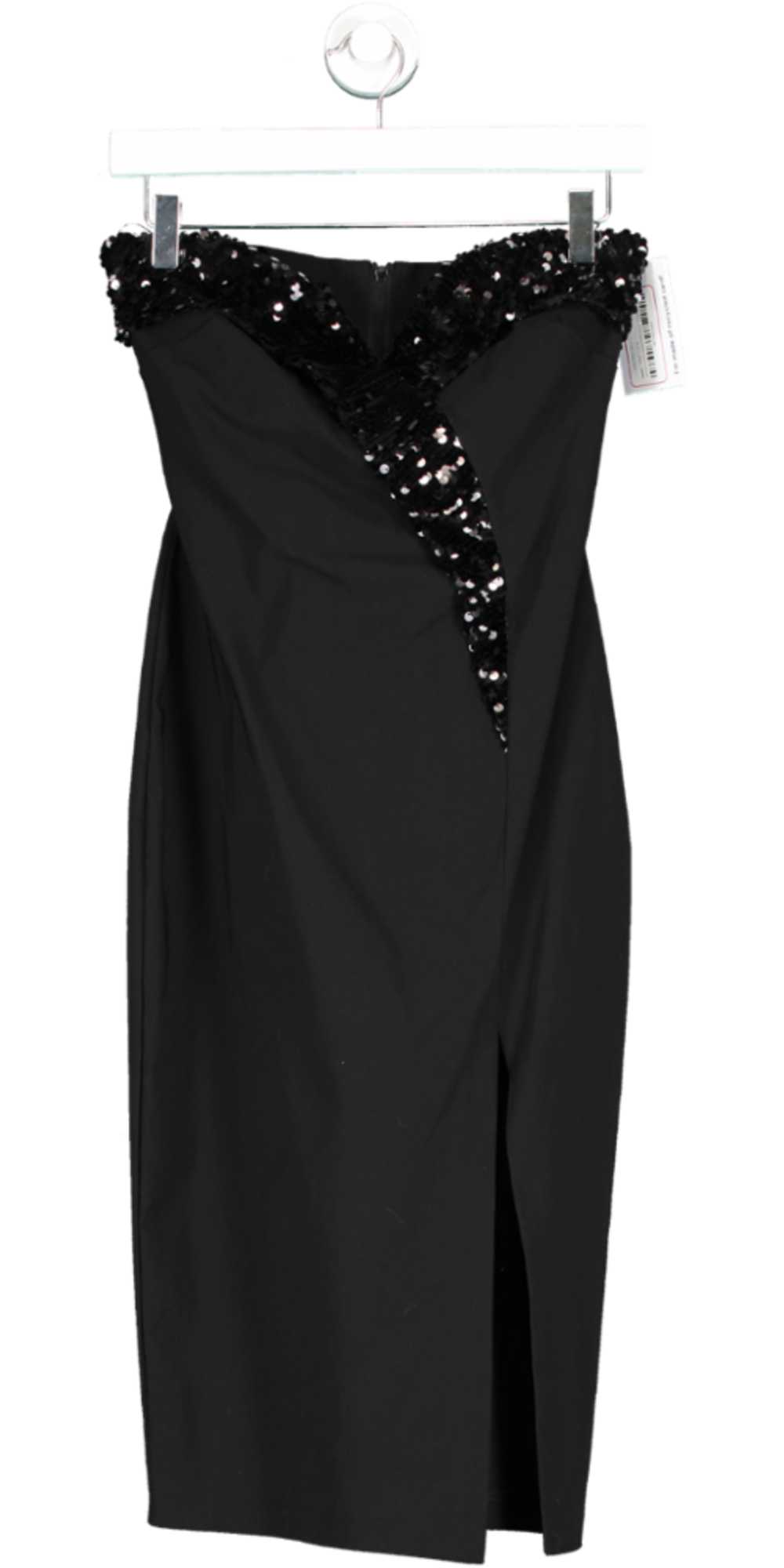 Vesper Mindy Black Sequin Strapless Midi Dress UK… - image 1