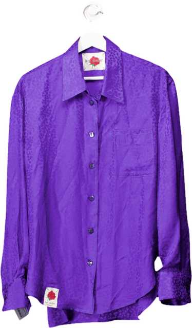 Art dealer Purple 100% Silk Leopard Jacquard Shirt