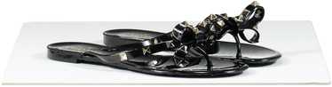 Valentino Garavani Black Rubber Rockstud Bow Thon… - image 1