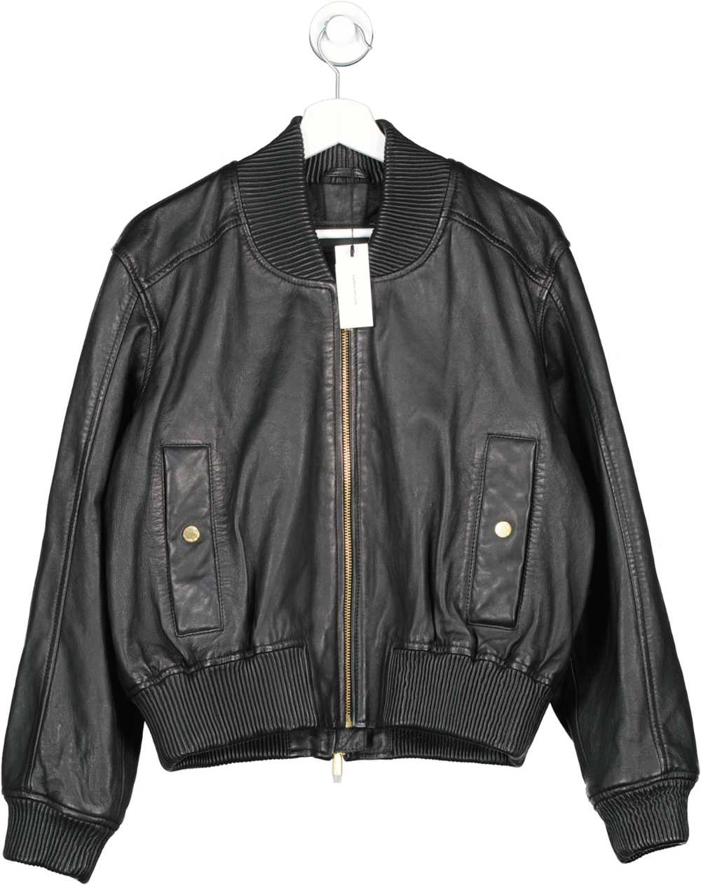 Karen Millen Black Washed Leather Zip Bomber Jack… - image 1