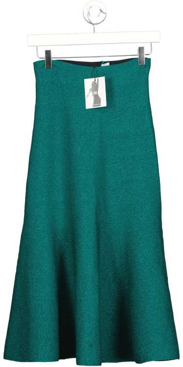 Victoria Beckham Green Body Flared Lurex Skirt UK 