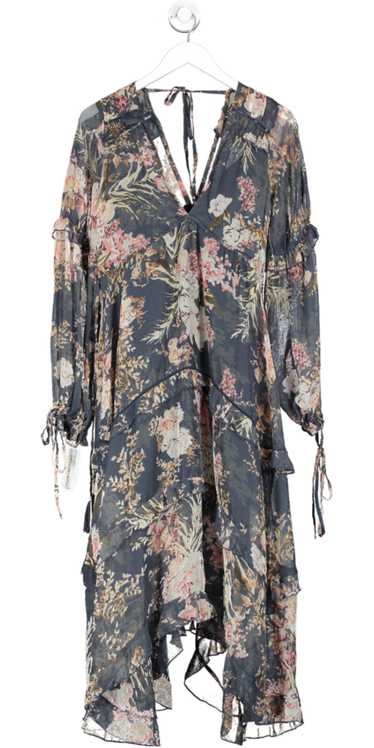 ASOS Blue Mesh Floral Long Sleeve Maxi Dress UK 6 - image 1