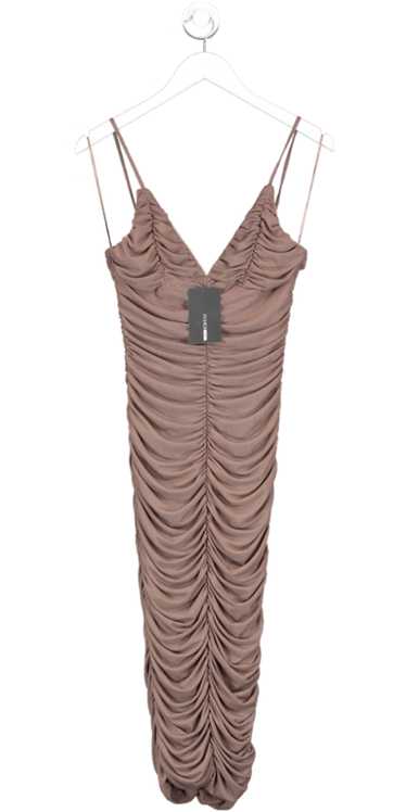 Fashion Nova Brown From The Start Ruched Midi Dres