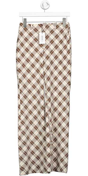Cider Brown Check Wide Leg Trousers UK XS