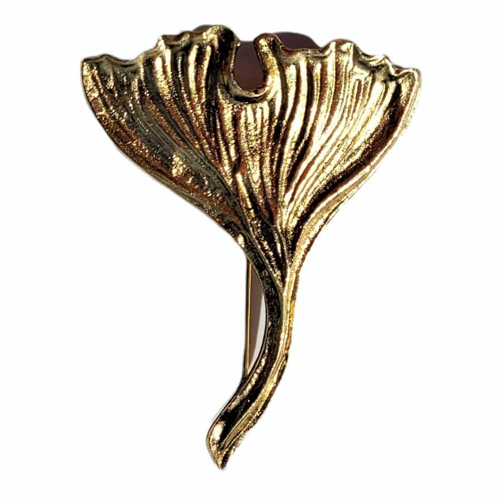 Vintage Vintage Gold Tone Ginkgo Leaf Fairycore P… - image 1