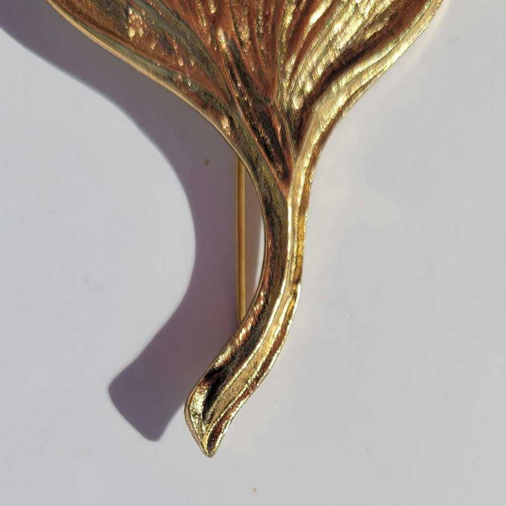 Vintage Vintage Gold Tone Ginkgo Leaf Fairycore P… - image 4
