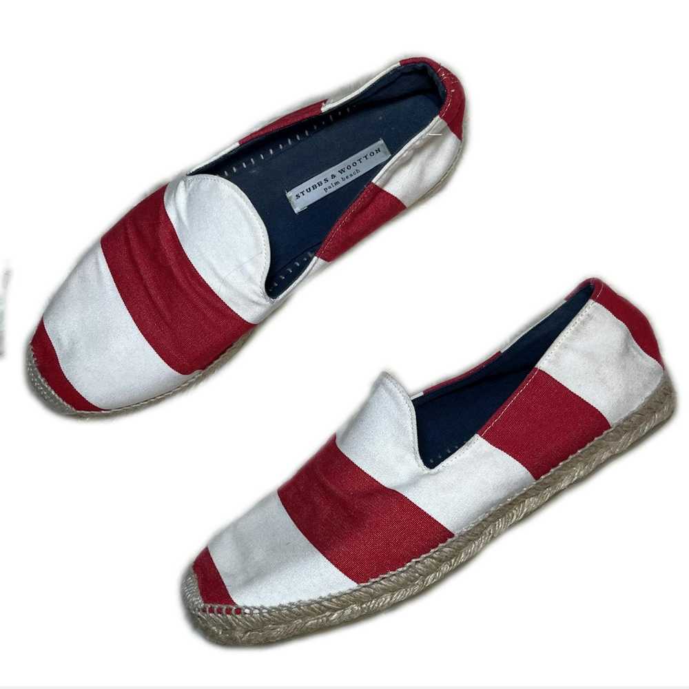 Stubbs & Wootton Red and White Striped Espadrilles - image 1